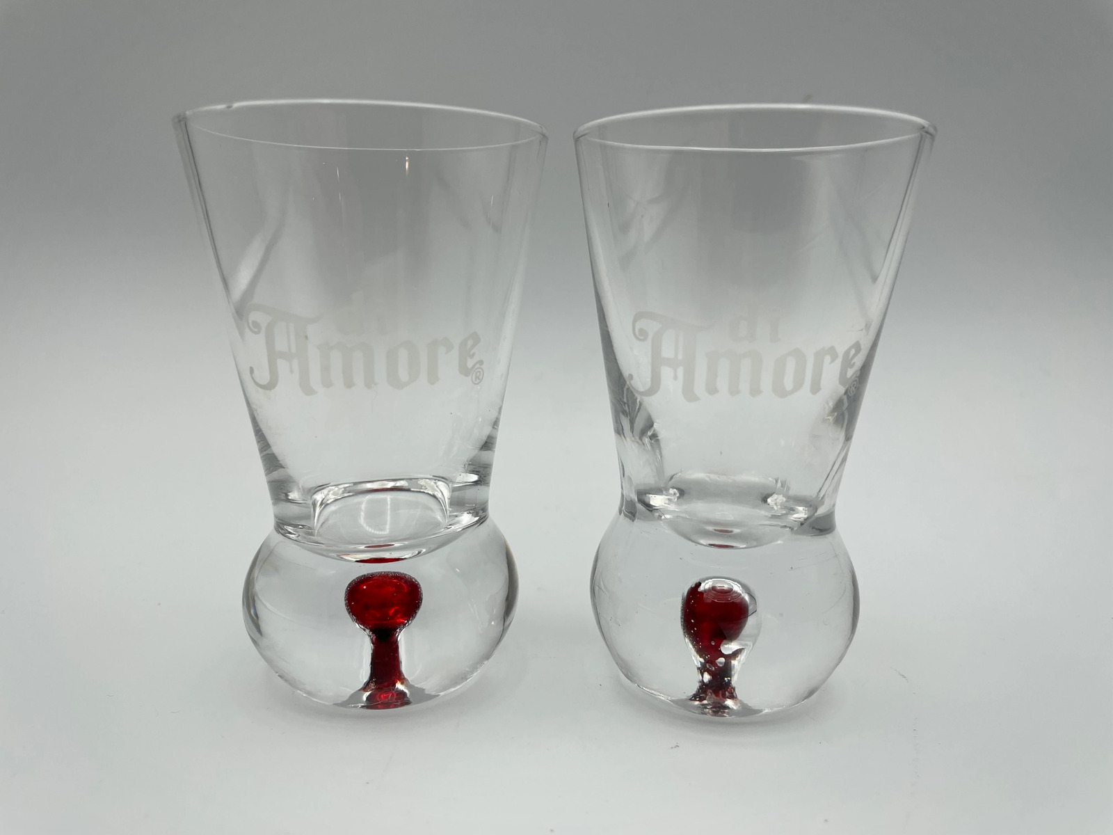 Vintage di Amore Shot Glasses With Red Bubble, Set of 2