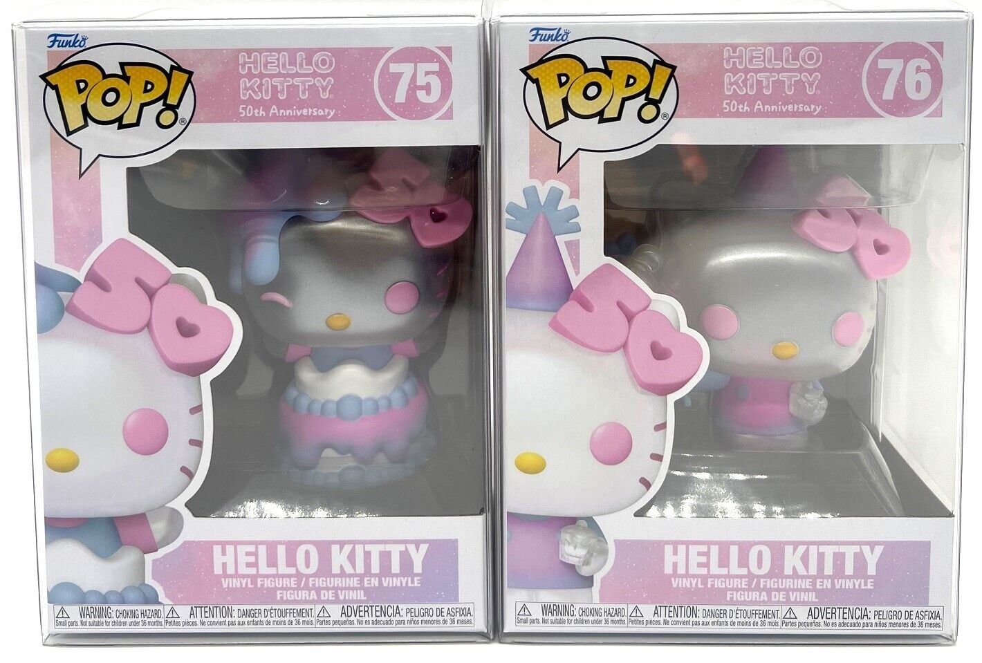 Funko Pop Hello Kitty 50th Anniversary Hello Kitty in Cake #75 & w/Balloons #76