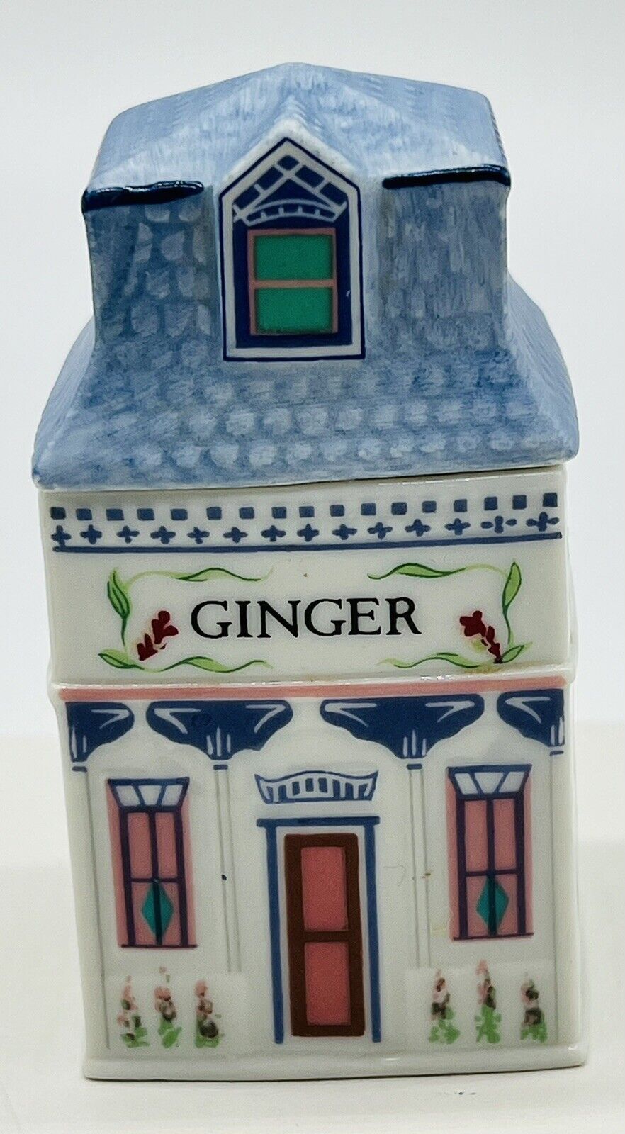 Ginger Lenox Spice Village Porcelain House Jar 1989 Base Lid Vintage