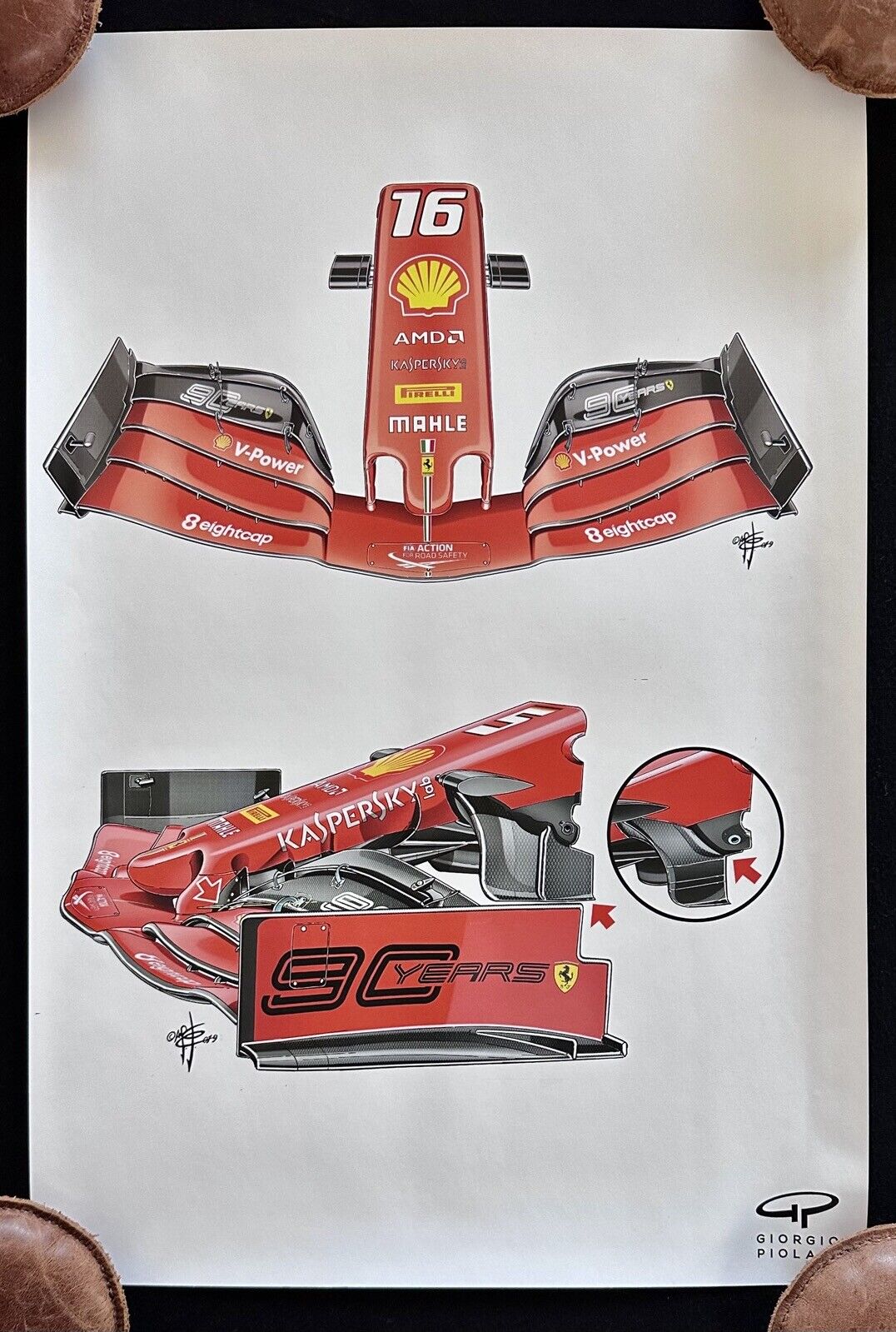 Giorgio Piola 2019 Ferrari SF90 Nose Wing Print Project 670 Vettel Leclerc