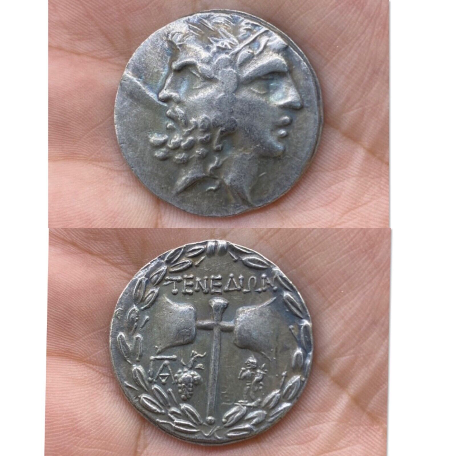 Rare Unique Beautiful Roman Greek Era Double Faces Sliver Plated Coins