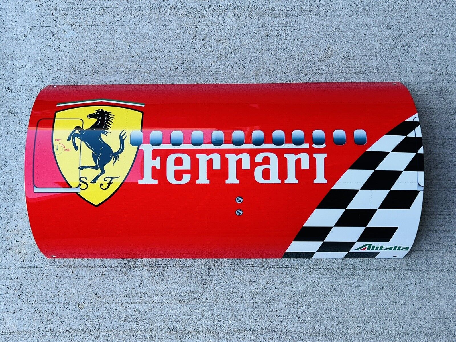 Alitalia Ferrari  Racing Curved Side Airplane Sign
