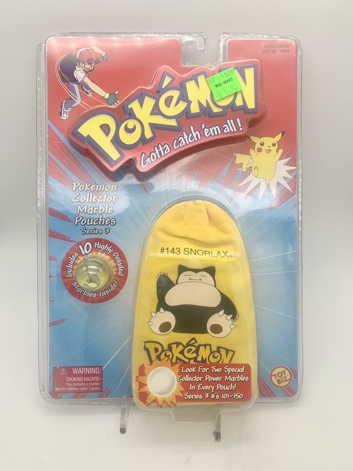 Vintage Pokemon Yellow collector marble pouch #143 Snorlax Unopened