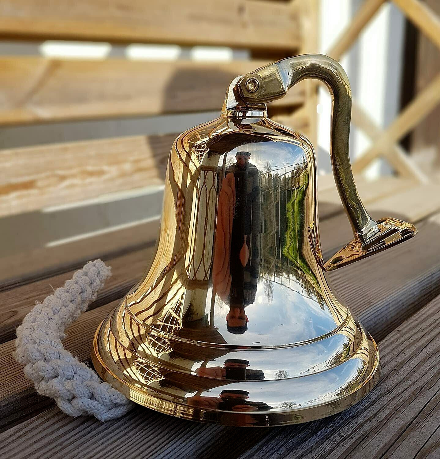 Handmade Nautical Brass Bell Wall Hanging Ship Bell 5\