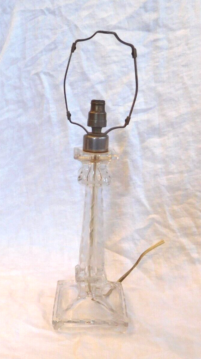 Etched Clear Glass Electric Candlestick Lamp Needs Wire