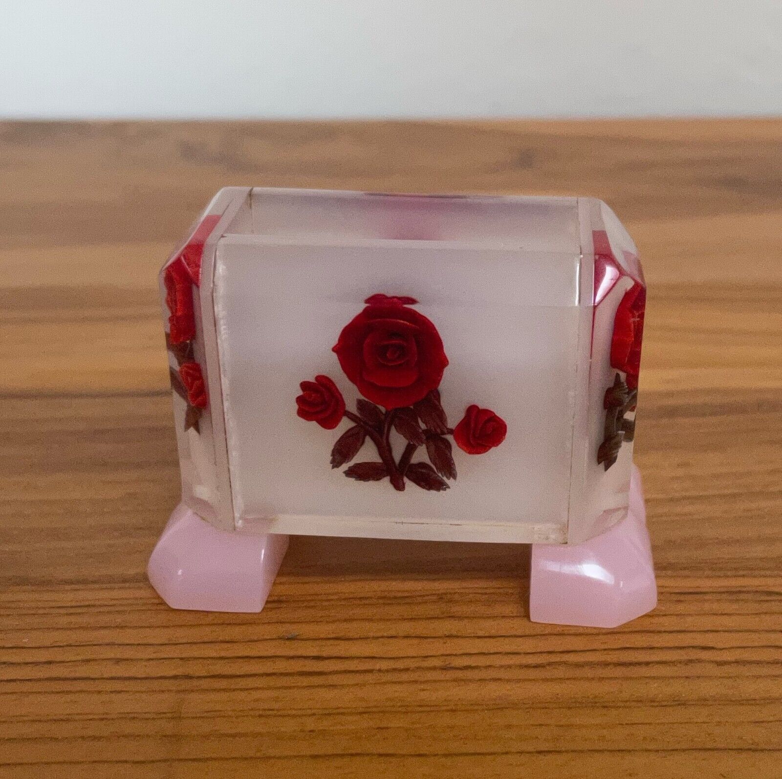 Rose Resin Paperweight Real Roses Red Flowers Crystal 