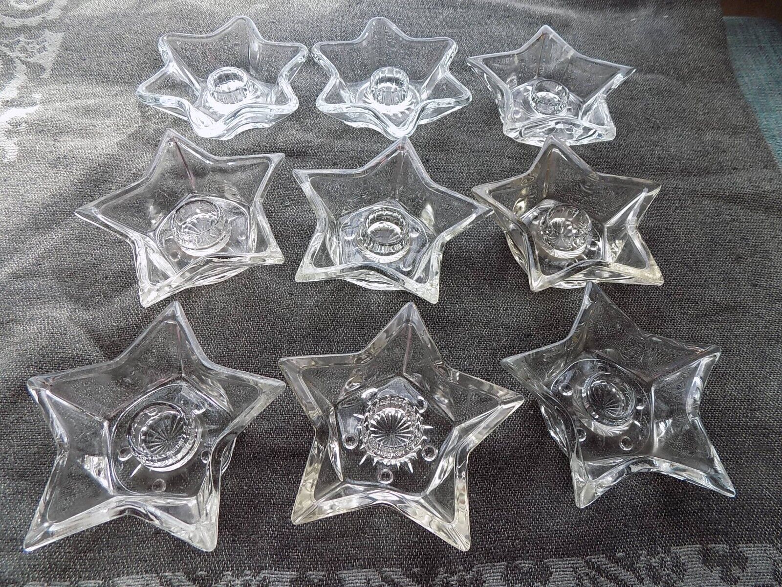 9 Star Shape Glass Candleholders Dinner Party Decor vtg Hazel Atlas 4.5\