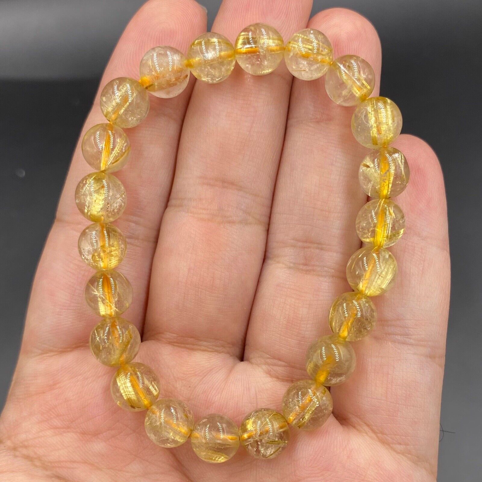 Stunning Madagascar golden Acicular Rutilated quartz round size bracelet