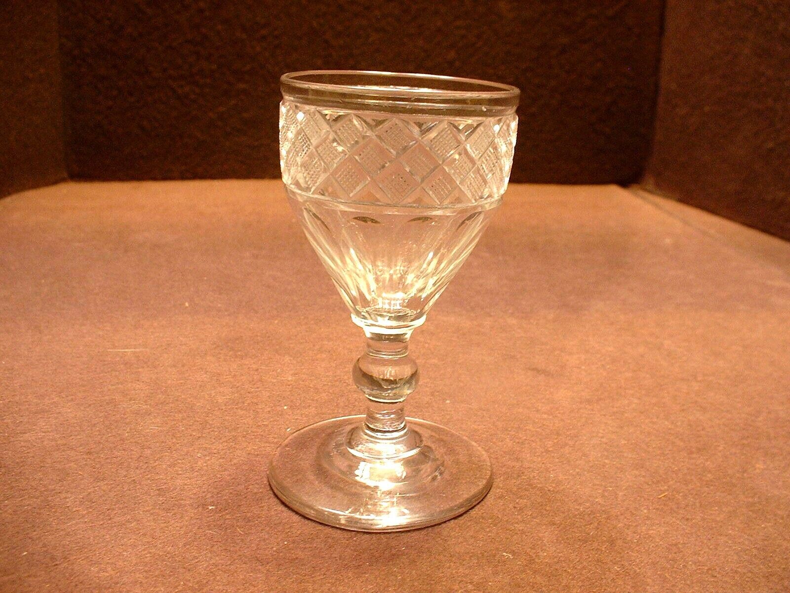 Antique 18Th / 19ThC English Blown Cut Crystal Wine Stem 