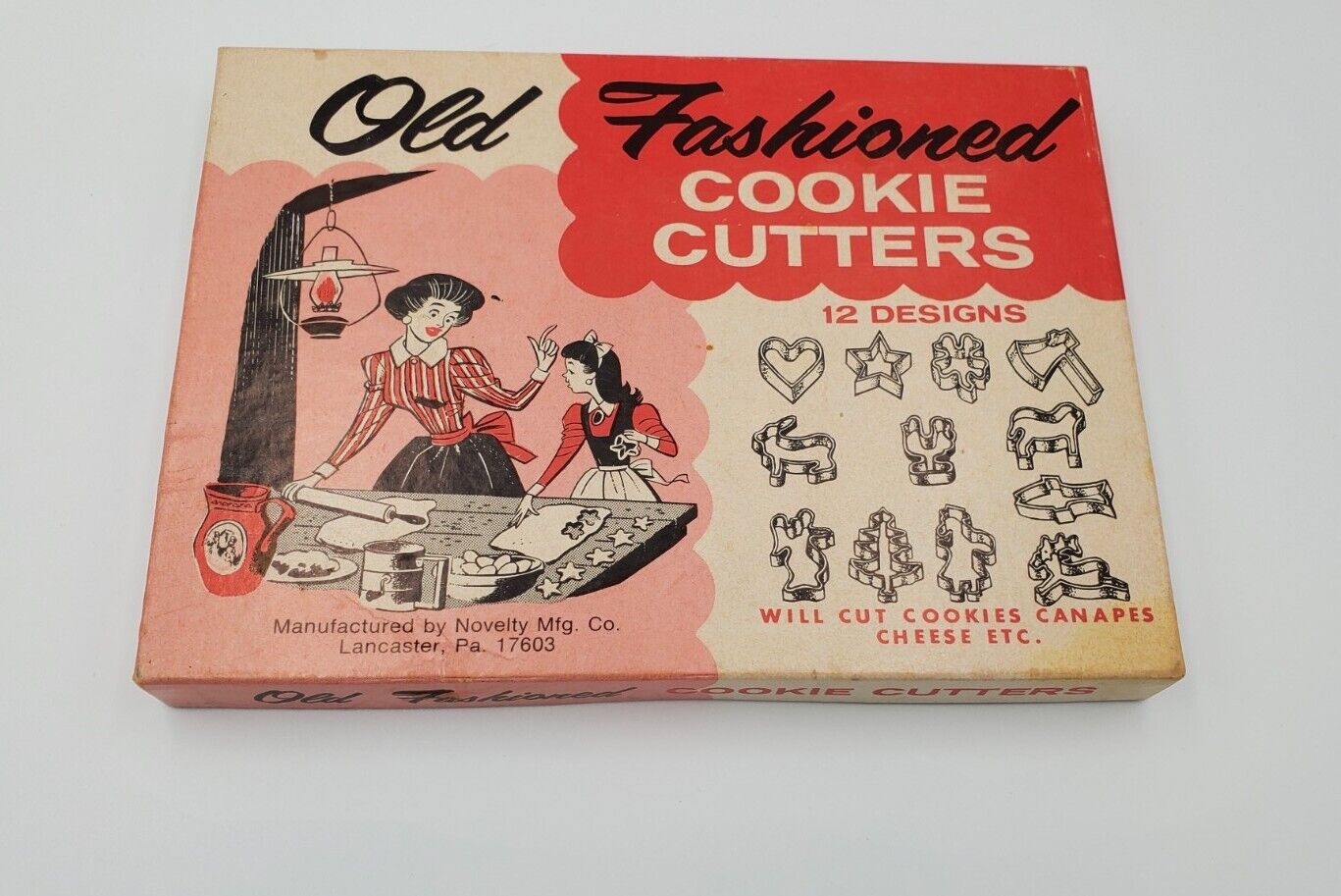 Vintage Old Fashioned Cookie Cutters 12 Designs in Original Box Metal Cutters