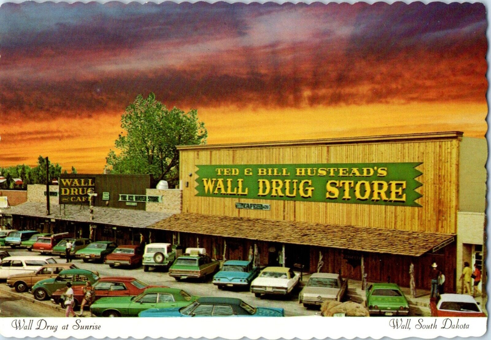 Wall Drug at Sunrise Wall, South Dakota Postcard