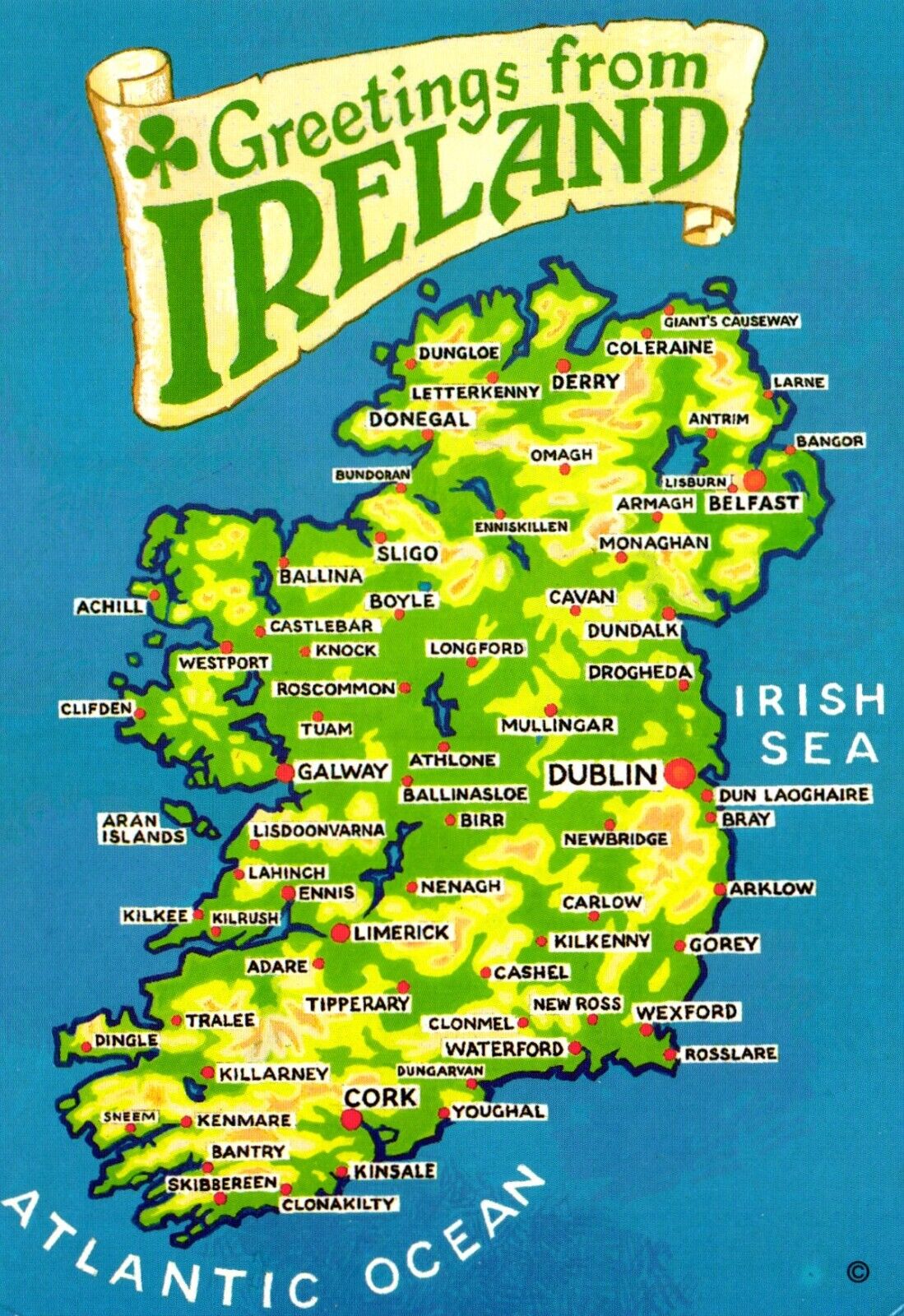 Map Greetings From Ireland Postcard