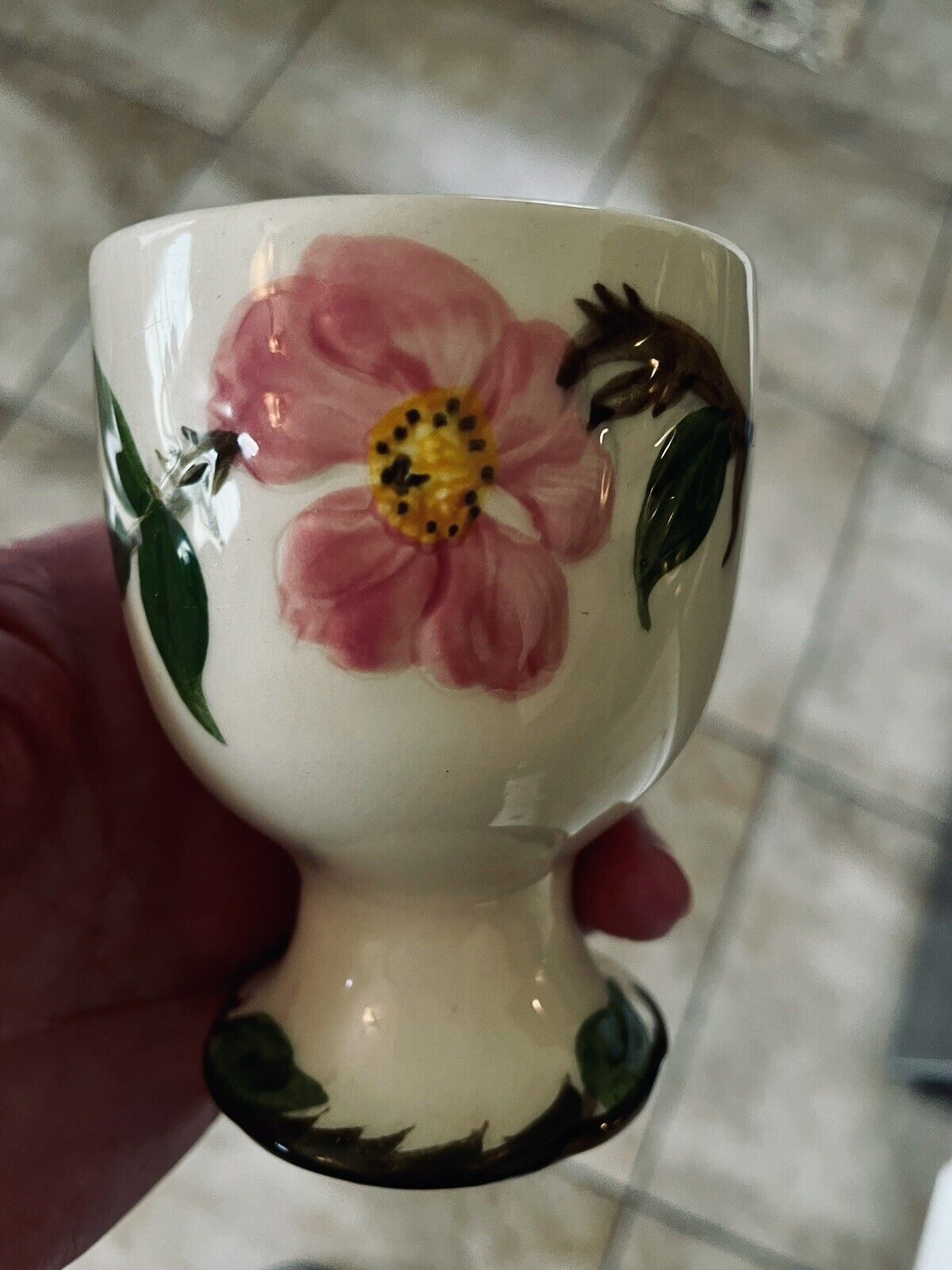 Vintage Franciscan Desert Rose Egg / Dessert Cup Footed 3.5” Tall Made in USA