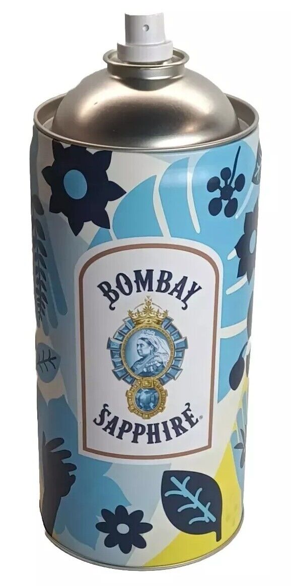 Bombay Sapphire Gin Bottle Empty Tin Spray Can Shaped Holder