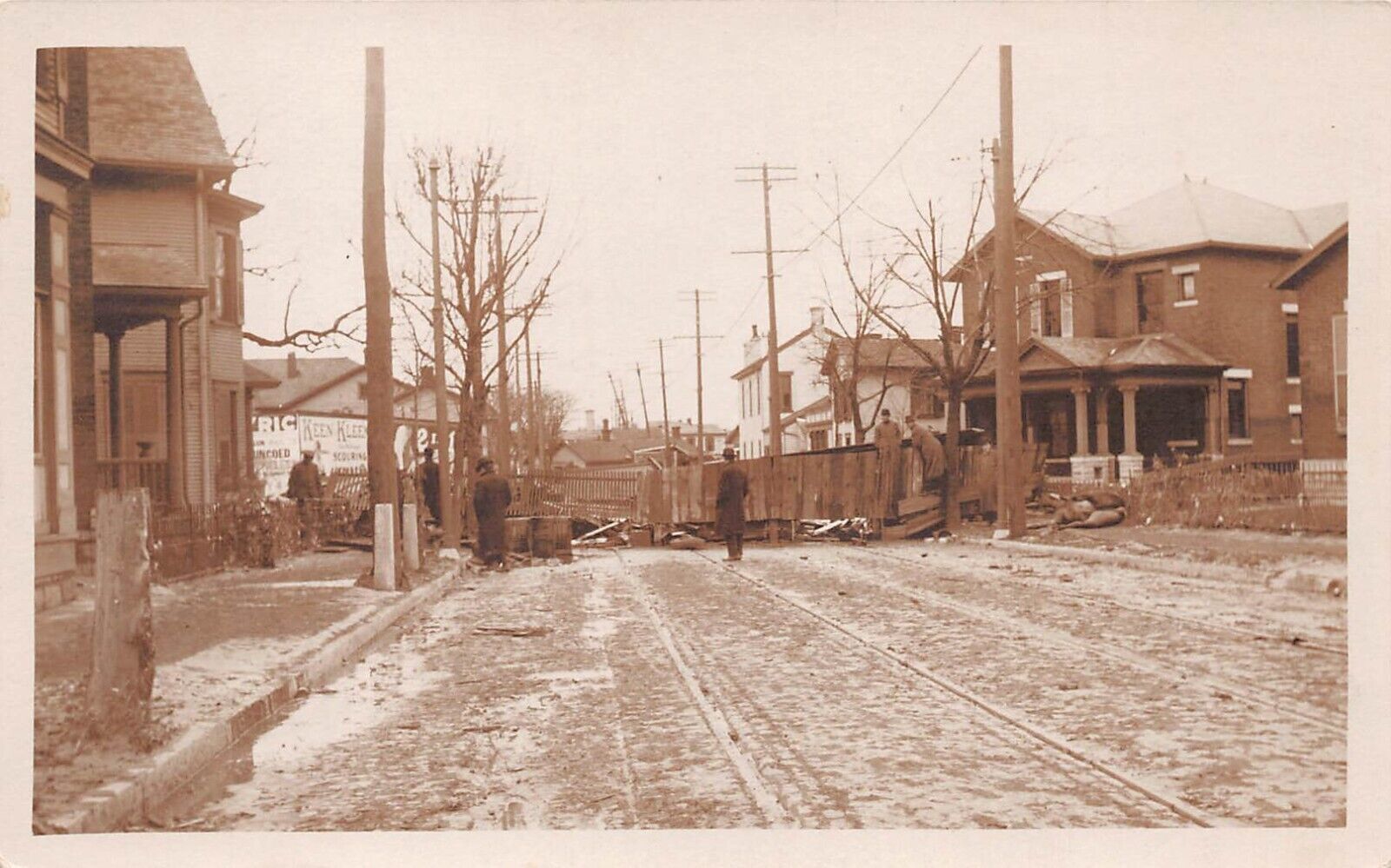 RPPC Peru IN Indiana Disaster 1913 Flood Flooding Main Street Photo Postcard C33