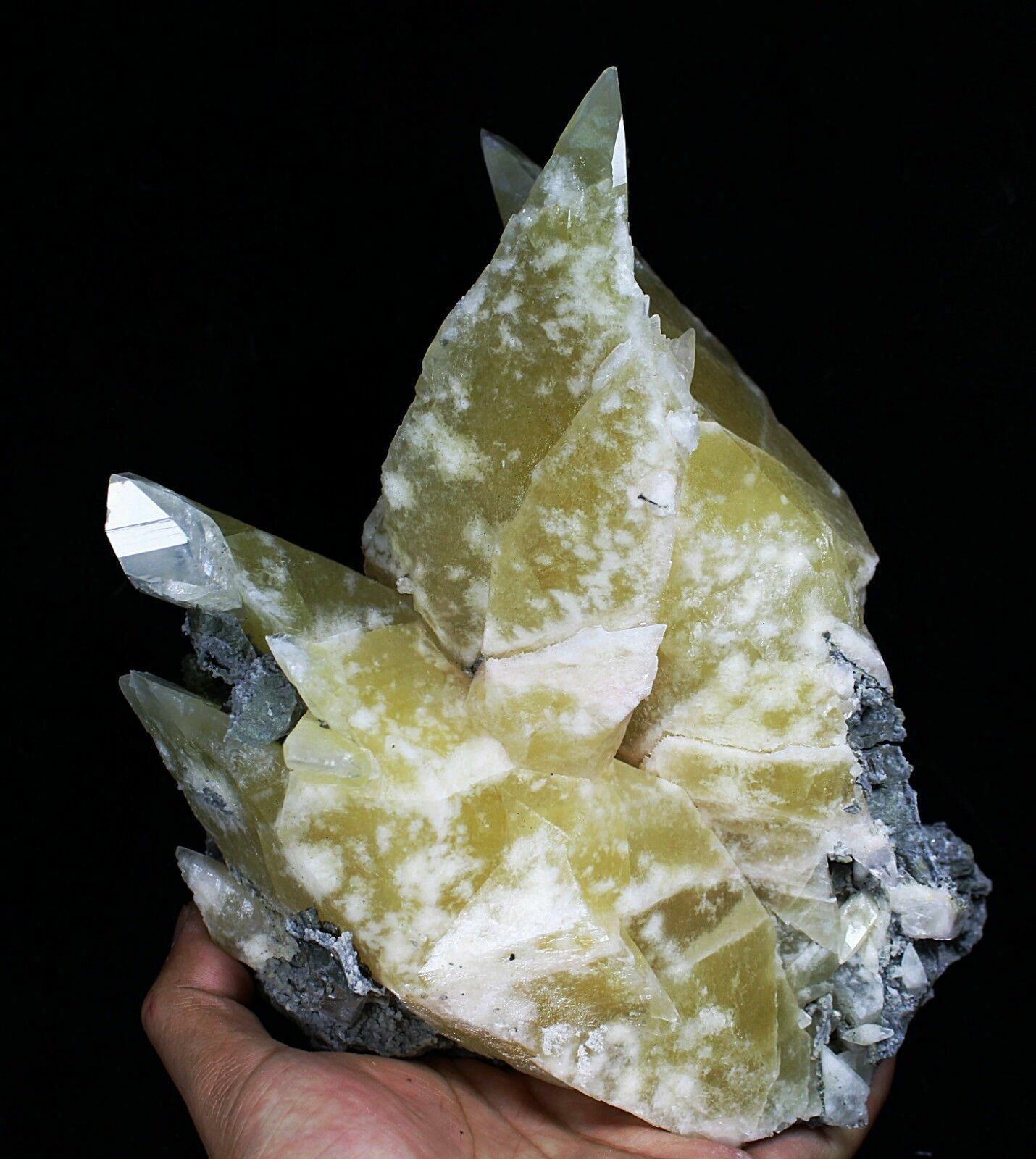 6.82 lb Natural Dipyramidal Yellow Cone Calcite Crystal Cluster Mineral Specimen