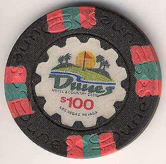Dunes Casino Las Vegas Nevada $100 Chip circulated 1989