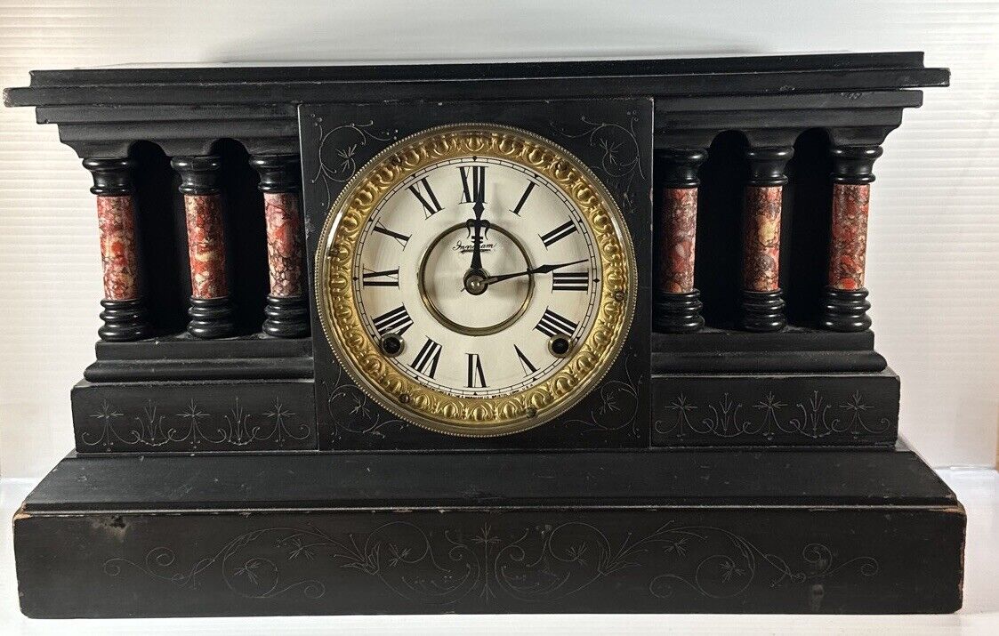 Antique Ingraham Mantel Clock circa 1900s Original Movement /Glass / Label