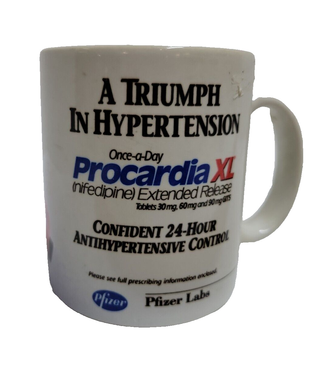 Vintage Procardia XL Pfizer Labs Mug Pharmacy Apothecary Drugs Pharma Nifedipine