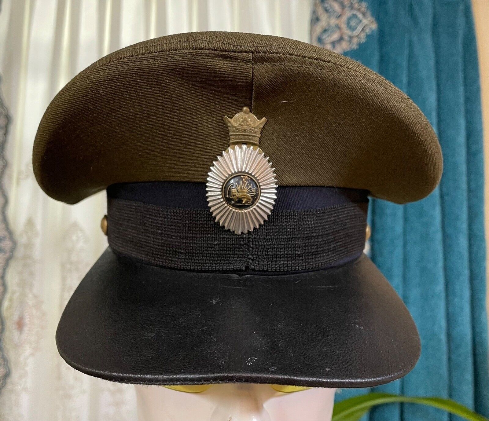 *RARE* Imperial Persian Palhavi Army Peaked Cap Hat W/Badge