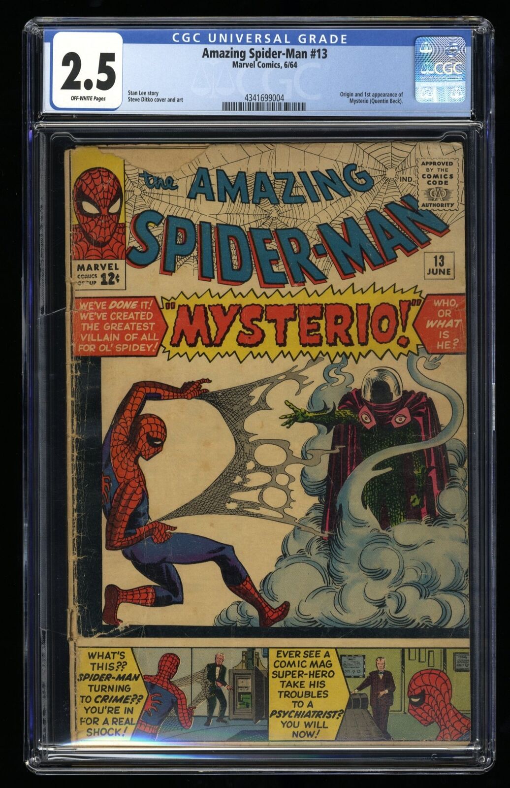 Amazing Spider-Man #13 CGC GD+ 2.5 Off White 1st Appearance of Mysterio