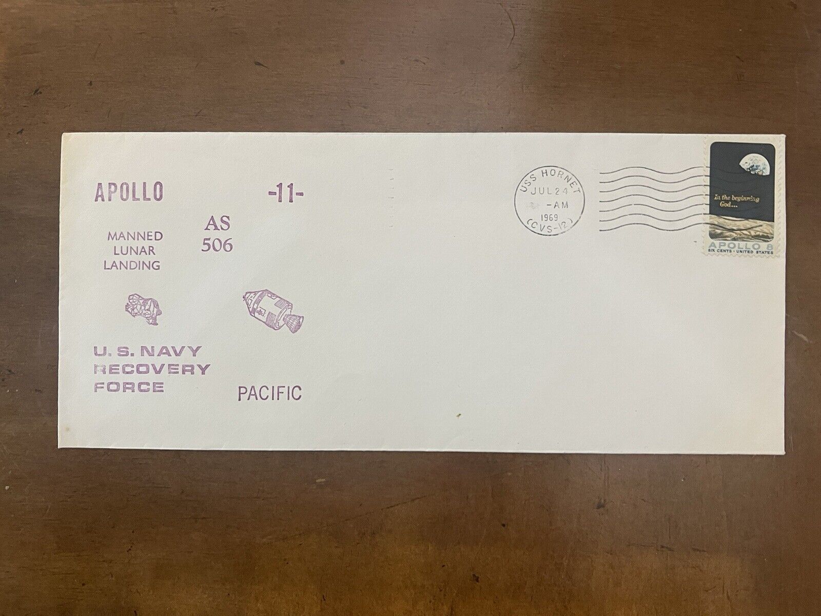 Vintage NASA USS Hornet Envelope - Post Marked July 24 1969 - Apollo 11