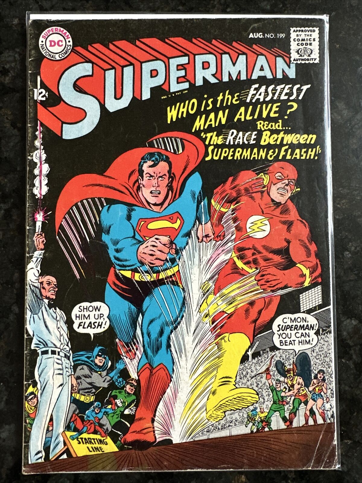 Superman #199 1967 Key DC Comic Book 1st Superman Vs. Flash Race