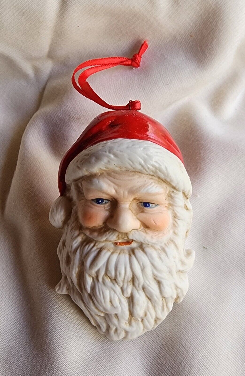 Santa Claus Christmas Head Ornament Vintage Midwest Importers Porcelain  3 1/2\