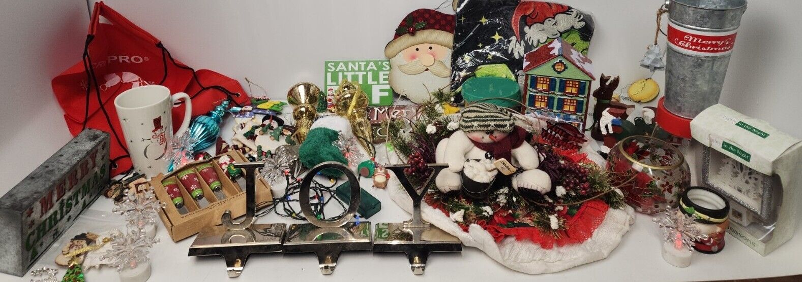 Christmas Junk Drawer Lot Pins Ornaments Lights Decor And More