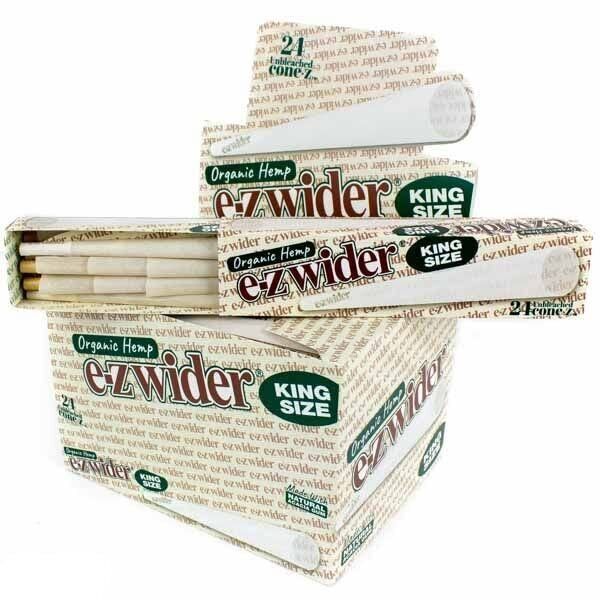 E-Z Wider Unbleached Organic Hemp Cone - King Size - 12 Packs of 24