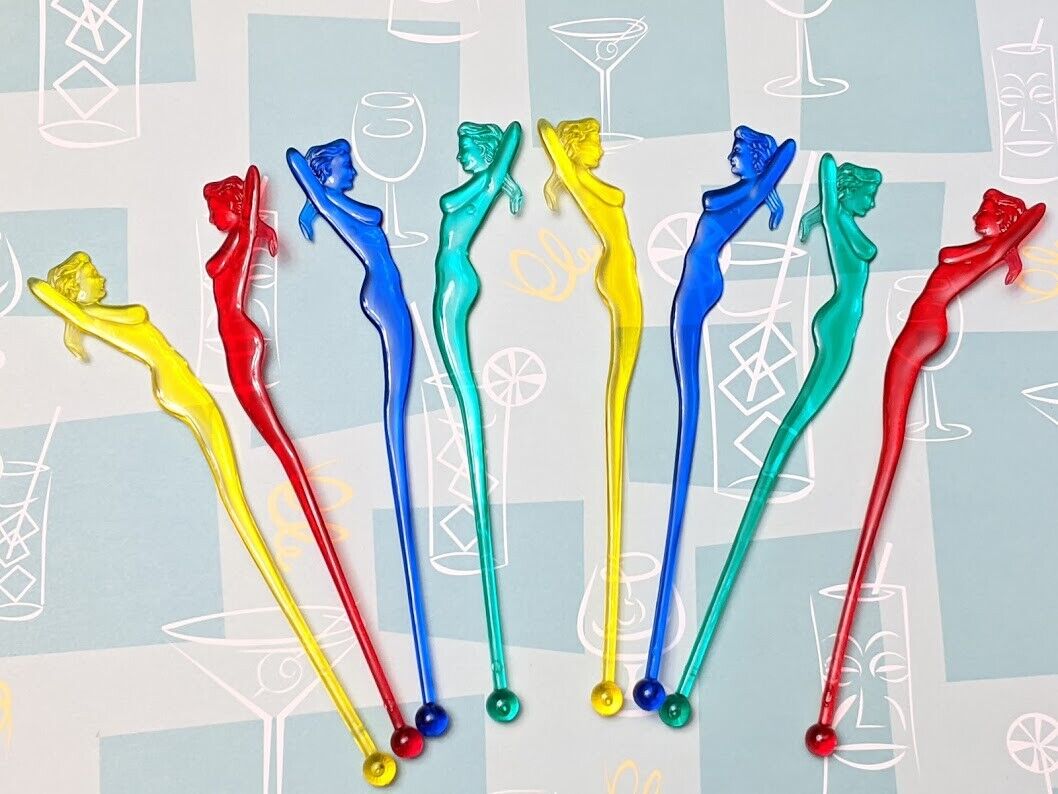 50 Lady Pin-Up Cocktail Stirrers HAPPY HOUR Sexy Woman Drink Bar Swizzle Sticks