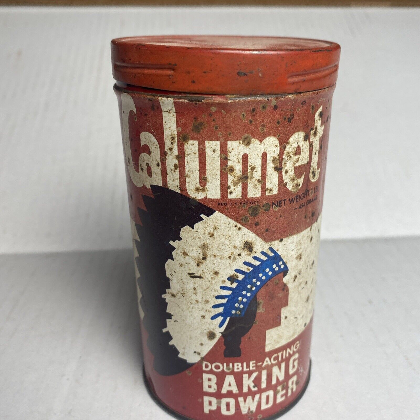 Vintage 1 Lb. Calumet Double Acting Baking Powder Tin