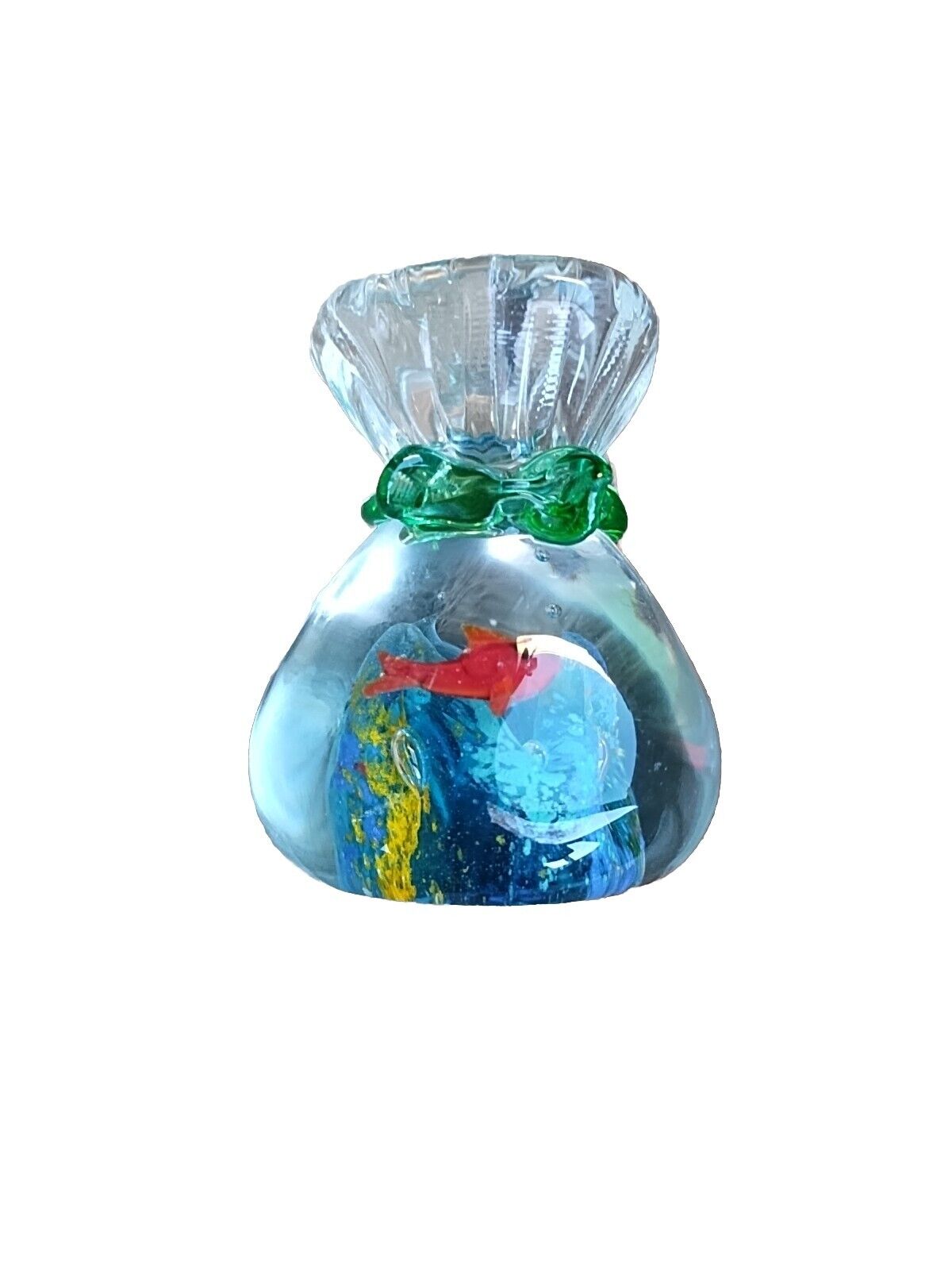 Vintage  Murano glass paperweight, Fish in Bag, Formia Vetri di Murano Italy