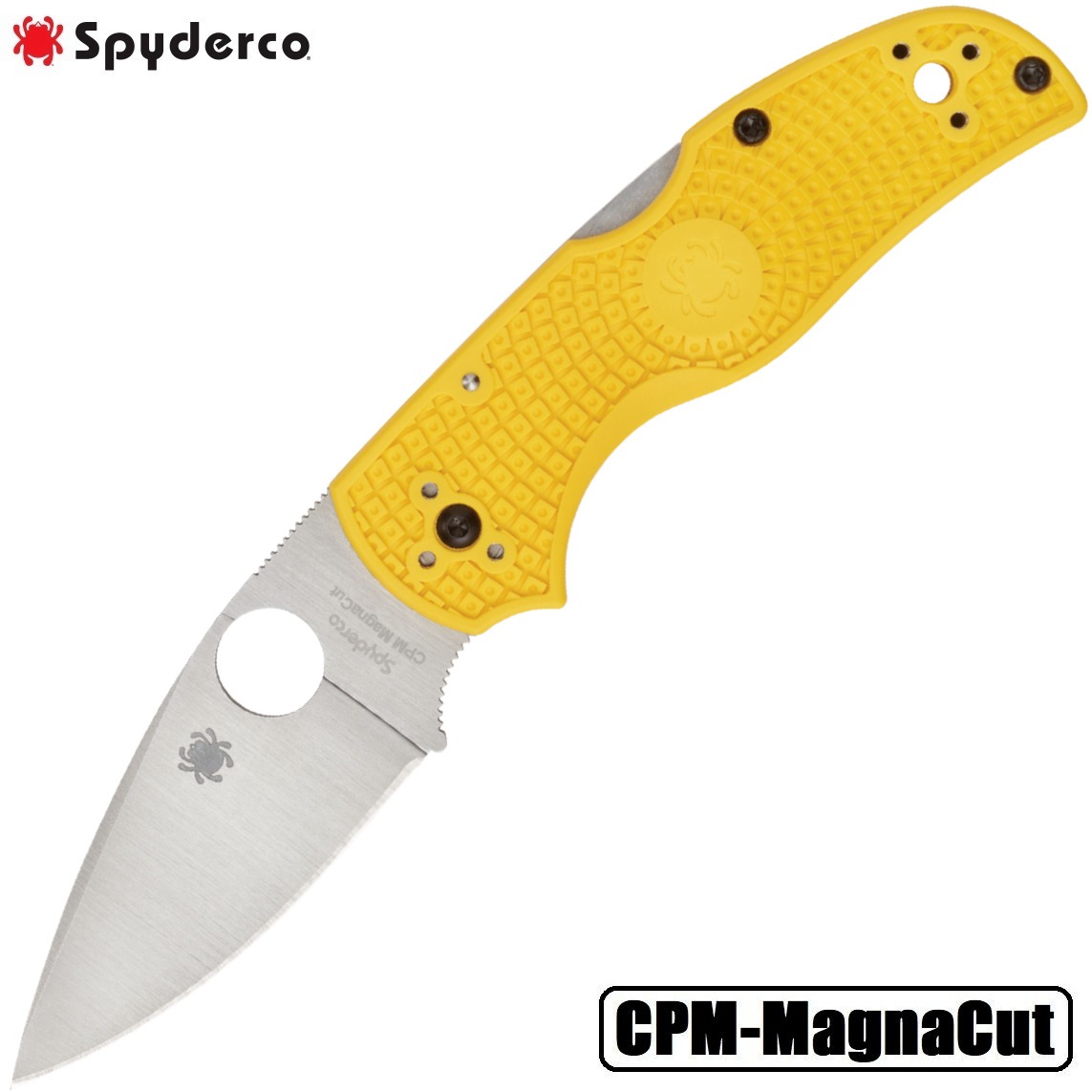 Spyderco Native 5 Salt CPM MagnaCut Satin Plain Blade Yellow FRN Handles C41PYL5