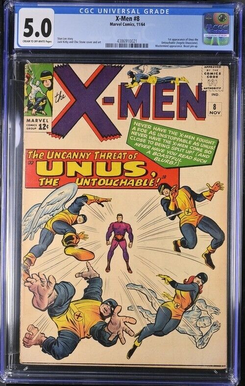 X-Men 8 CGC 5.0 1st Appearance Unus the Untouchable Jack Kirby Cover 1964