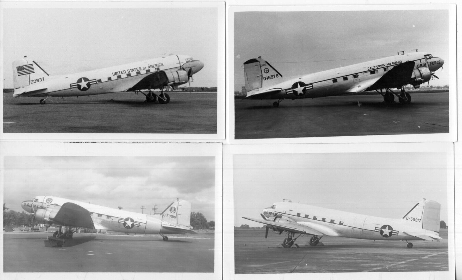 C-47 DAKOTAS (US MILITARY) 4 PHOTOGRAPHS (11.5 x 7cm) B