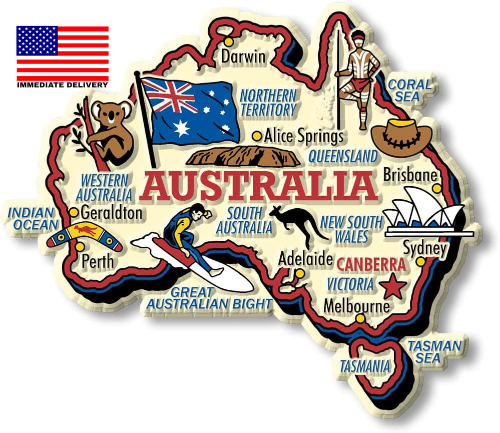 Australia Jumbo Country Map Magnet by , Collectible Souvenirs Made in the USA ⭐️