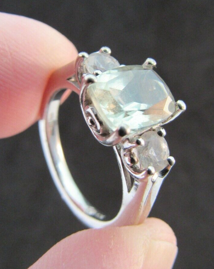 Estate Sale STERLING SILVER vintage CUBIC ZIRCONIA ring 925 6.75 womens 4.3g