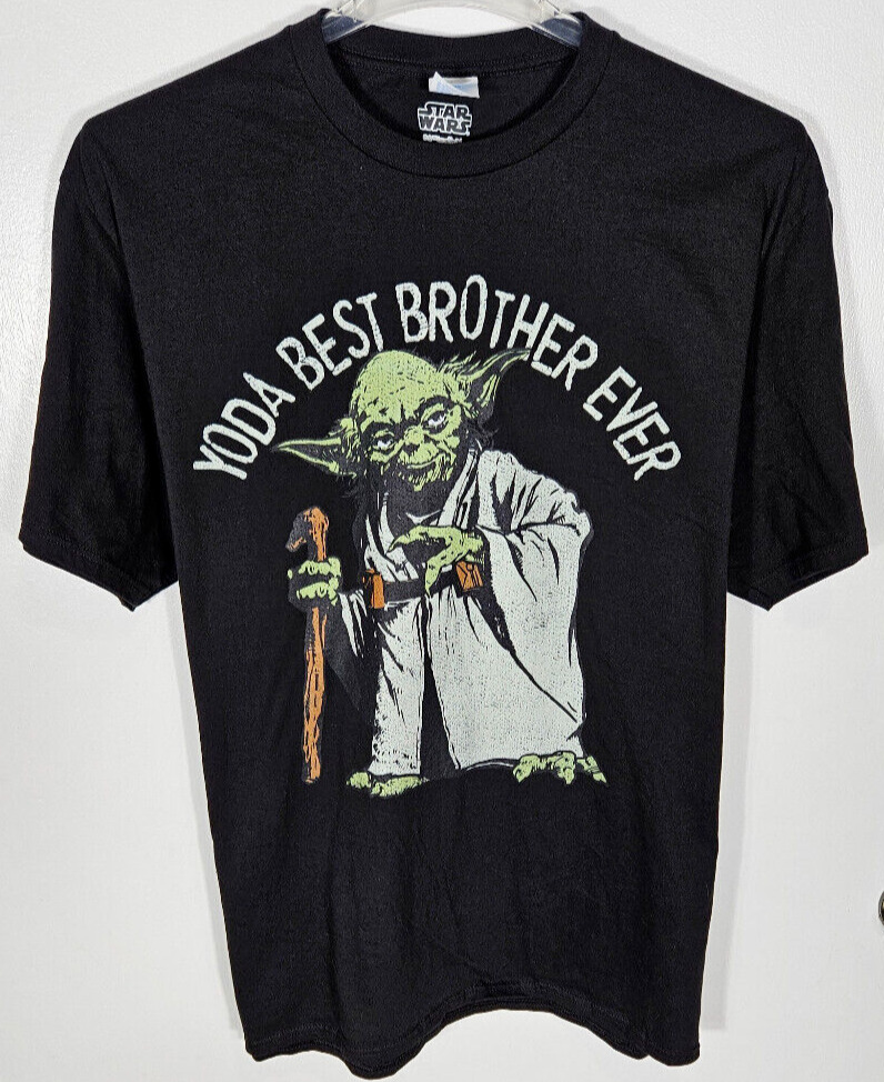 Star Wars Men\'s Size 2XL Black Yoda Best Brother Ever Shirt Short Sleeve