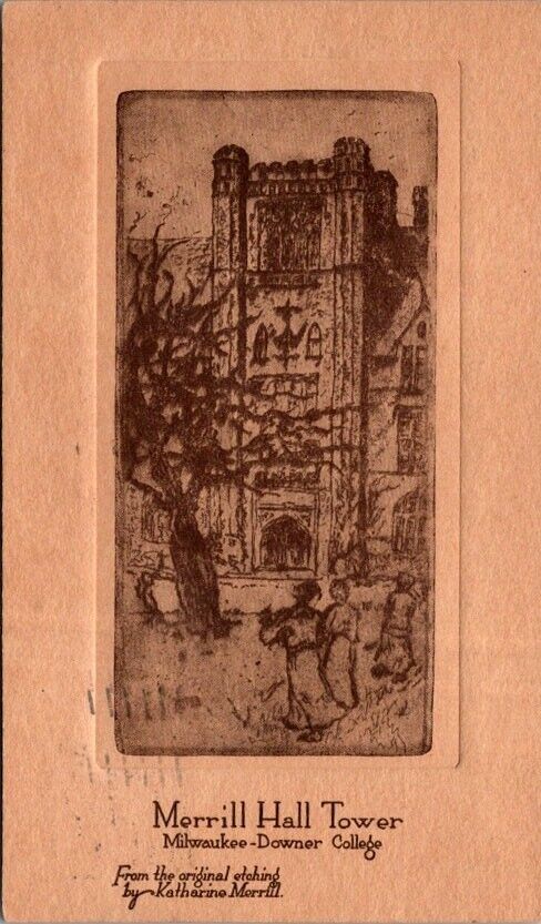 Postcard Merrill Hall Tower Milwaukee Downer College Wisconsin WI 1915      6075