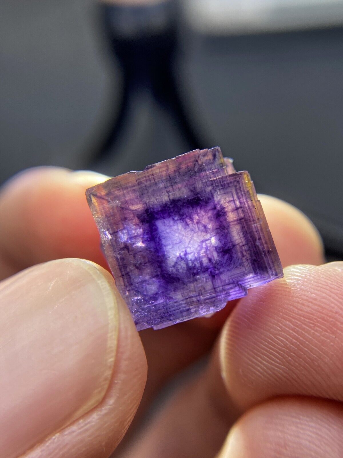 Rare  Exquisite multi-layer Phantom purple window cubic big fluorite crystal