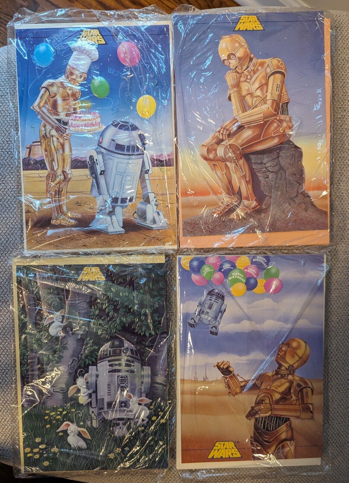 8 Vintage Star Wars Birthday Cards From 1984 - Beautiful Embossed Art Work