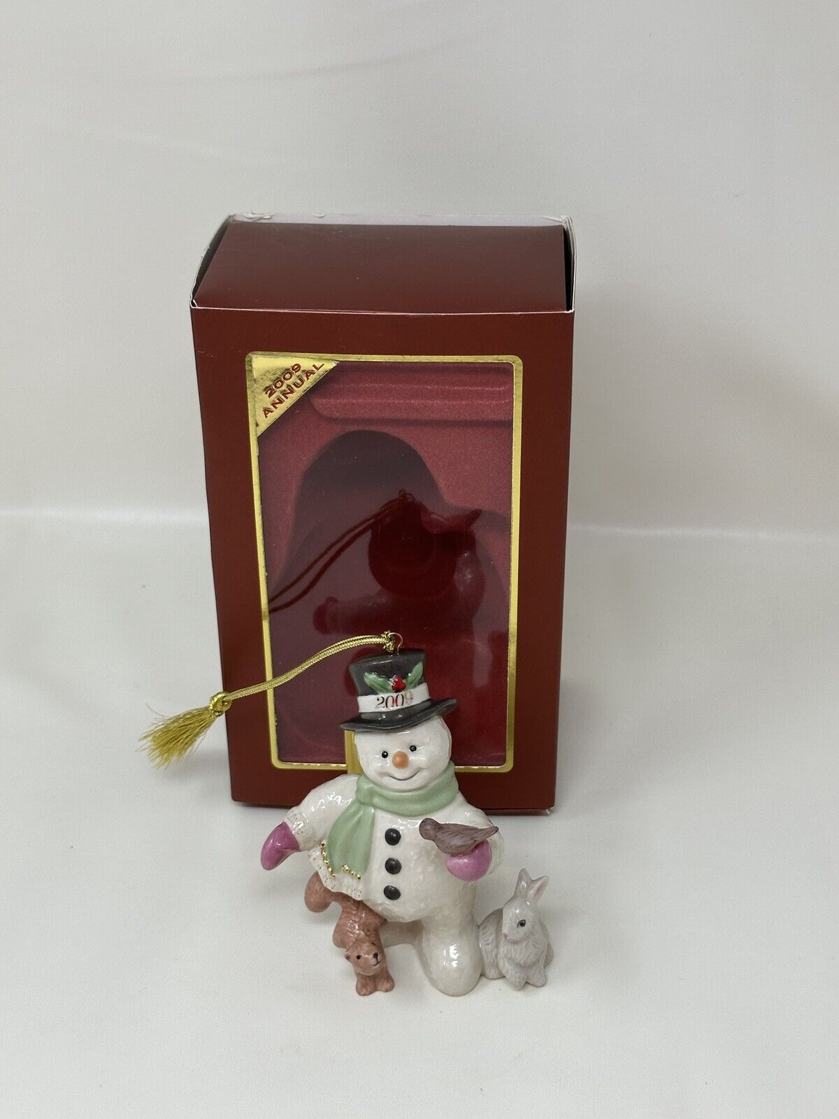 Lenox 2009 Annual Snowy Friends Snowman Ornament With Box