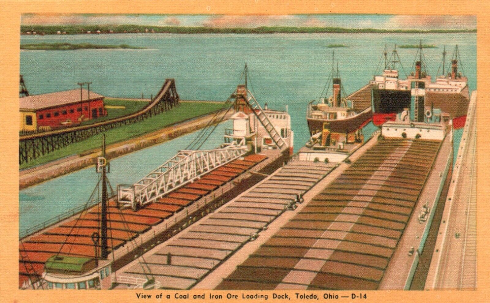 Postcard OH Toledo Coal & Iron Ore Loading Dock Unposted Linen Vintage PC G4729