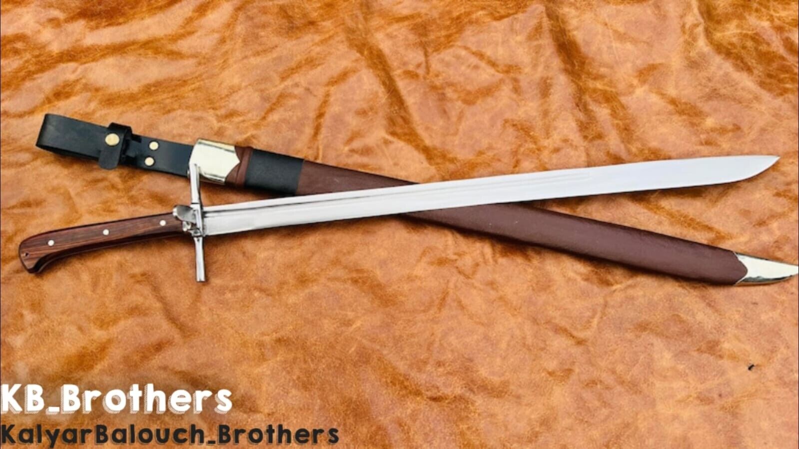 Custom & Handmade Carbon Steel Blade Hunting MESSER Historical Sword-34-inches.
