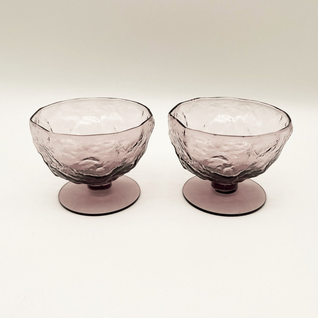 Vintage Morgantown Seneca Glass Set-Amethyst Purple, 6oz Crinkle Dessert Cups