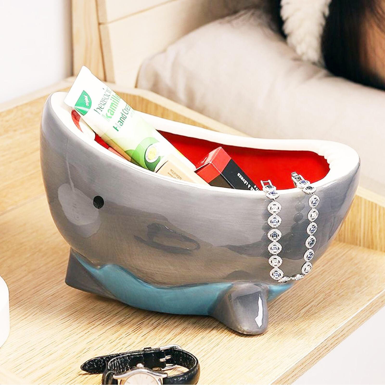 Large Storage Bowl Realistic Large Capacity 3D Shark Bowl Snack Bowl Microwave