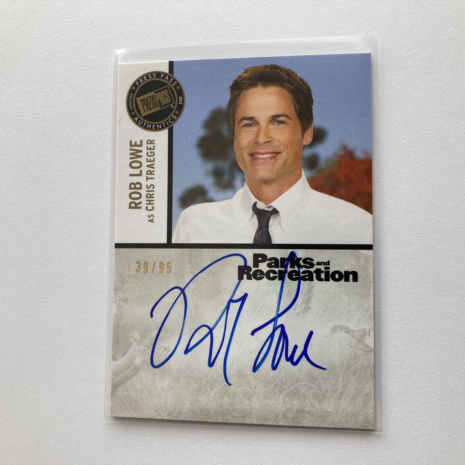 Rob Lowe 2013 Press Pass Parks and Recreation Autograph Auto Gold Card 39/95