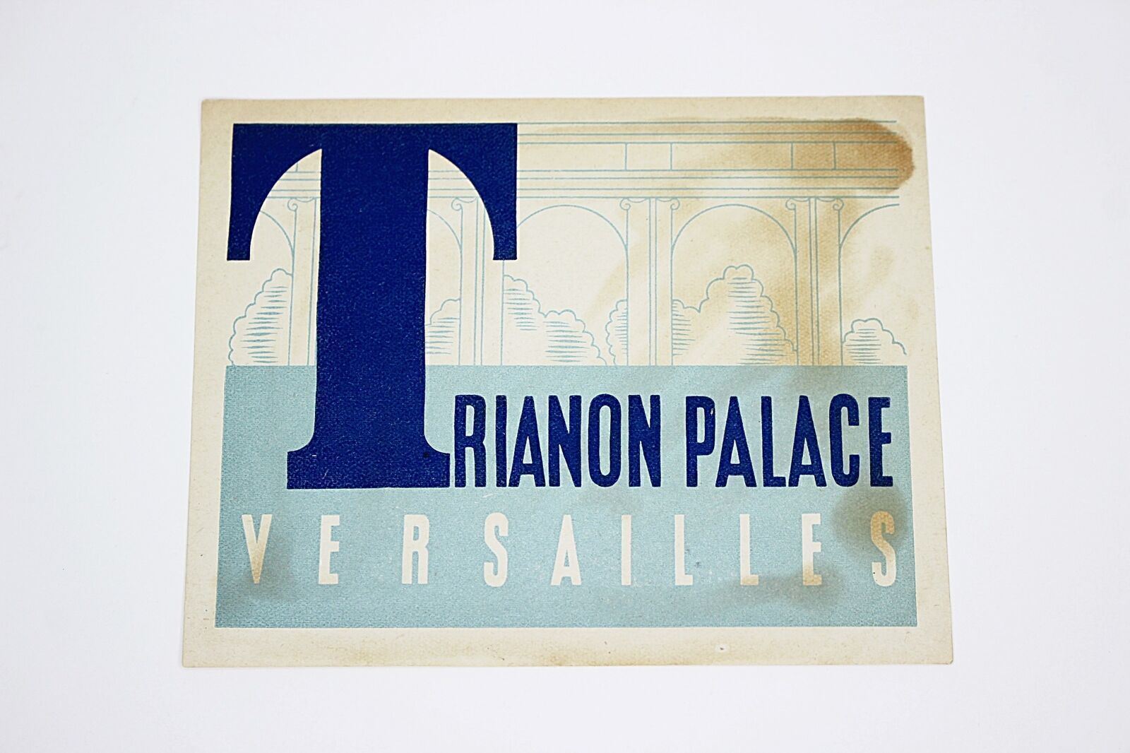 1950s Luggage Label TRIANON PALACE VERSAILLES Travel Design Colorful Original