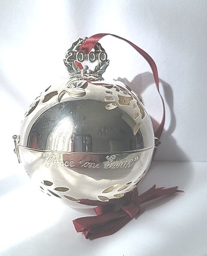 Vintage Lenox 2000 Silverplated Sleigh Bell Christmas Ornament